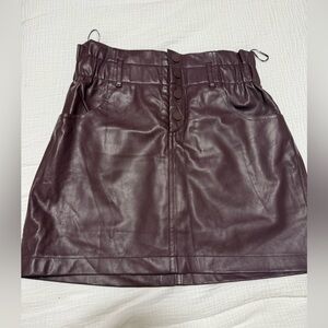 Zara Faux Leather Skirt in Burgundy